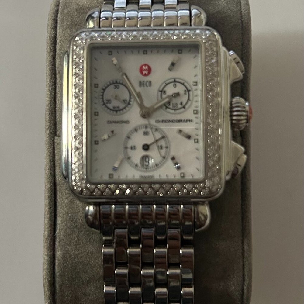Michele Watch DECO with Diamonds Mother of Pearl Face
